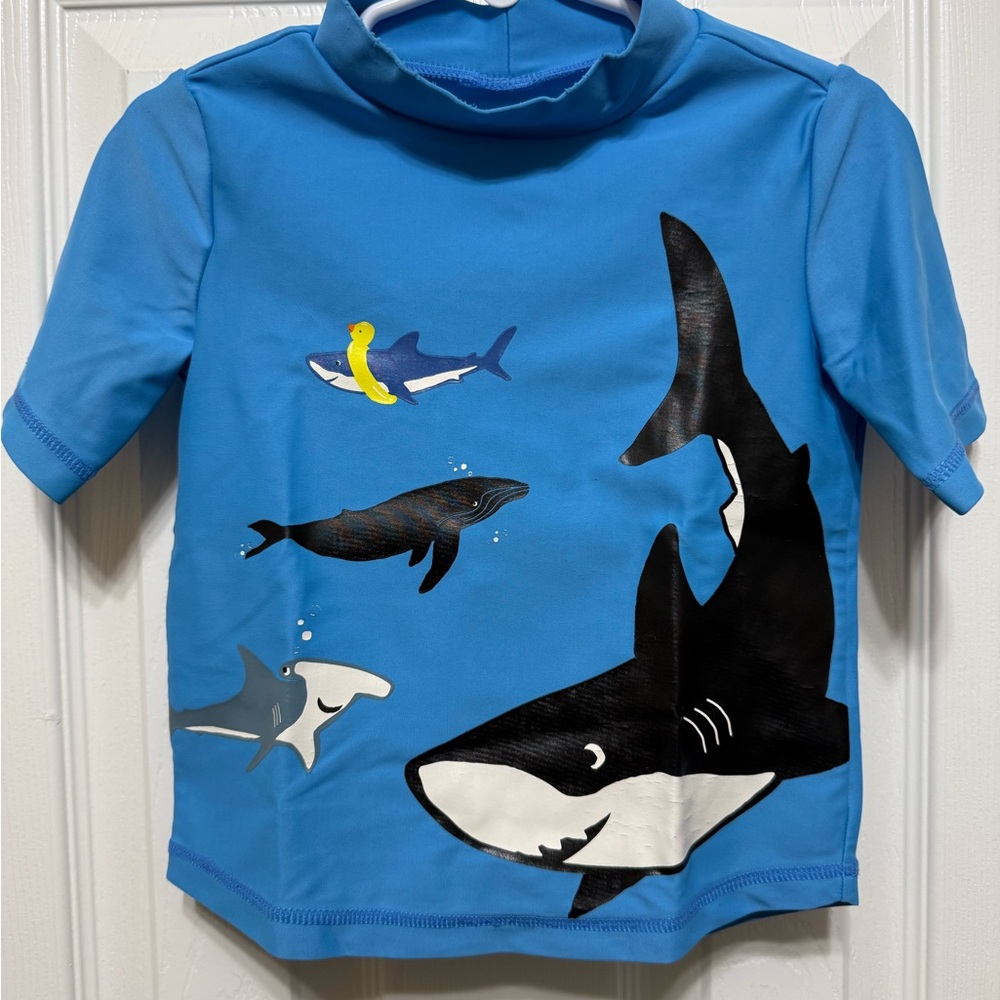 Carter's Blue Shark Rashguard and Swim Shorts.